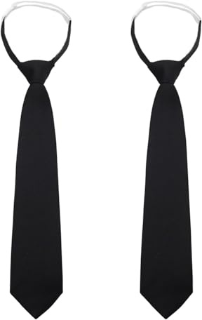 FUGLUS 2 cravatte da donna 2 pezzi cravatta lunga nera cravatta JK uniforme cravatta stretta cravatta regolabile senza nodi per donne bambini cerimonia di laurea matrimonio cosplay