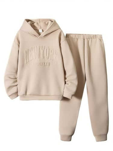 Mayamiyasa Set Tuta da jogging Bambini Tuta sportiva Ragazzi Boy Print Set Impostato Tricot Tracksuit Unisex 2 Pezzi Abbigliamento Tracksuit Felpa con Cappuccio e Pantaloni, Kaki 10 Anni