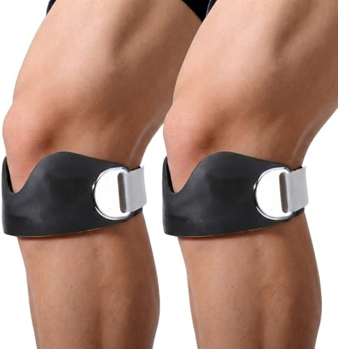 Ptwola Confezione da 2 cinghie di supporto per tendine rotuleo in silicone, regolabili, antiscivolo, per donne e uomini, corsa, basket, escursionismo, pallavolo, calcio, squat, fitness, palestra
