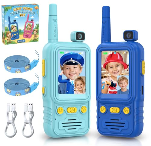 Talkie Walkie Vidéo Enfant 2-Lot: Jeu Interphone Vidéo Cadeau 4 à 10 Ans