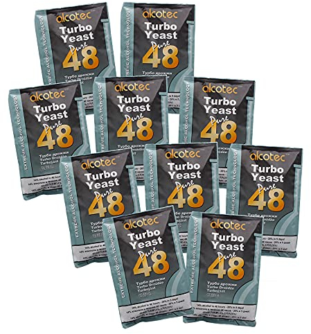 10 x Alcotec 48 Pure Turbo Super Hefe-Packungen, mit 20% Alkoholgehalt