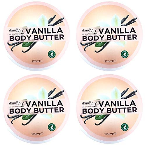 Derma V10 Body Butter Moisturising Cream Vegan Friendly 4 Pack (Vanilla)