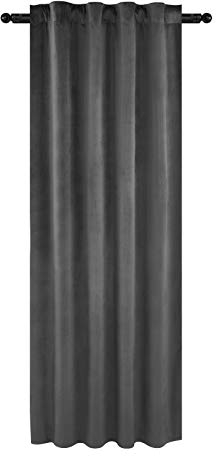 WOLTU Samtvorhänge, für Schlafzimmer Wohnzimmer, Verdunklungsvorhang mit Kräuselband Thermogardine, 300 g/m² Schwere Samtige, 140 x 270 cm, Grau