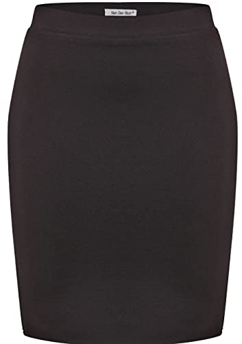 Van Der Rich ® - Kurzer, Enger Rock Gummizug in der Taille - Damen (Schwarz, S-M)