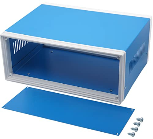 Zulkit Electronic Enclosures Blue Metal Enclosure Project Case DIY Box Junction Case Enclosure Preventive Case 12.6x10.6x4.7inch (320x268x120mm)