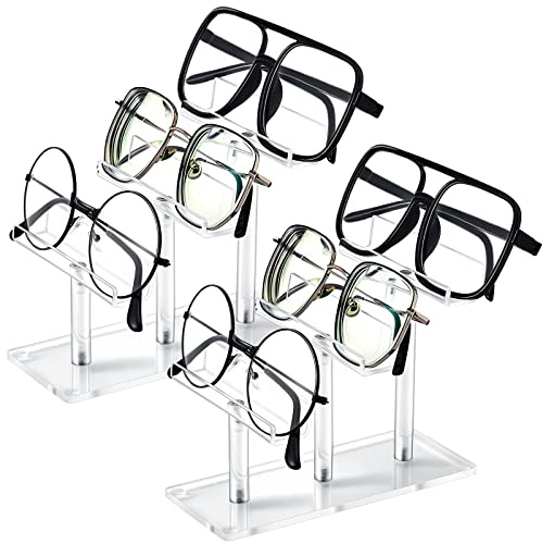 2 soportes de marco acrílico de 3 niveles para gafas de sol, organizador de gafas de sol, soporte para 3 gafas, tienda de almacenamiento en el hogar, 2.56 x 6.1 x 5 pulgadas