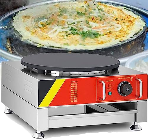 GBHJJ Crepiera Elettrica Commerciale, Macchina per Cottura del Pancake Padella per Crepe Elettrica Antiaderente Piastra Singola Temperatura Regolabile con Spalmatore di Pastella per Tortilla