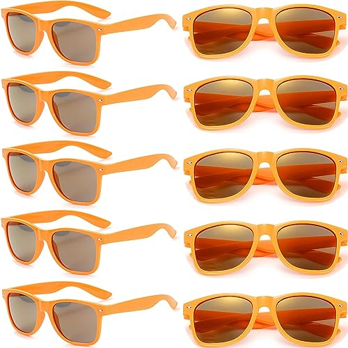 FSMILING Neon Sonnenbrille Party Set Sonnenbrille Orange Party Brille Für Damen Herren Fasching Karneval Sommer Beach Pool Party,10er Pack Sonnenbrillen