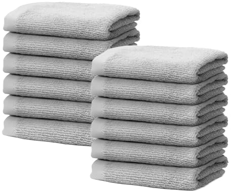 12 Stück Seiftücher 30x30 cm | Kleine Handtücher Set | Frottee Weich & Flauschig | 100% Baumwolle | Mini Frottier Washlappen Seiflappen | 500 g/m² | Oeko-Tex | Ôhm | Hellgrau