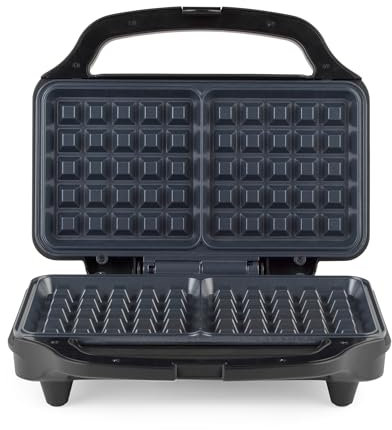 Salter Kuro XL Waffle Maker – Extra thick Waffles, XL Waffle Iron Machine, PFOA-Free, Non-Stick Coating, XL Cooking Plates, Automatic Temperature Control, Savoury Snacks/Desserts, 900W, EK6346MBLK