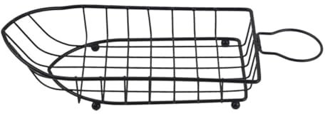 OKUMEYR Wrought Iron Boat-shaped Bread Basket in Black for Household Fries Basket Use for Serving Fruit The Table