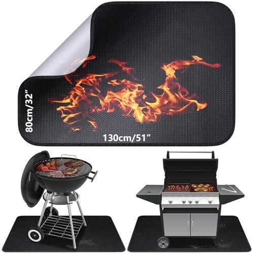 Alckijy Esterilla para barbacoa – Esterilla resistente de grado antiadherente para barbacoas al aire libre, 80 x 130 cm, para barbacoa al aire libre, esterilla ignífuga, protección de césped, estera