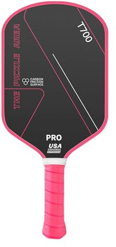 Pickleball, Edgeless T700 - Pickleball termoformato in fibra con nucleo in polimero da 16 mm, approvato USAPA, set con ultima potenza e controllo Ygj662 (41,6 x 19,1 cm)