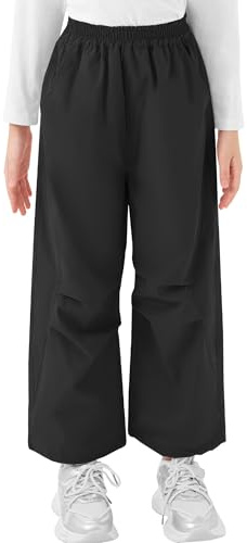 Gogokids Boys Girls Hiking Pants Waterproof Quick Dry Cargo Pants Casual Athletic Pants Lightweight Outdoor Camping, Black, 9-10 Years