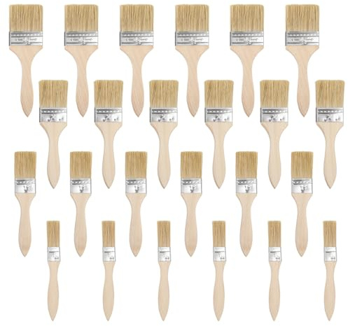 Keboyoe 24 Stück Holz Lasurpinsel Flachpinsel Breit Pinselset Malerpinsel Holzgriffpinsel für Lasurpinsel DIY Lackpinsel zum Streichen Farbpinsel Malen Lack Lasur Wandfarbe Öl Beizen(23/33/47/56mm)