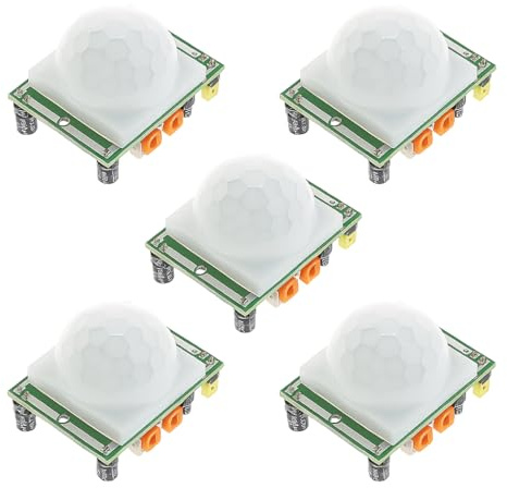 PintoHardware 5 st Human Infraröd Moduler PIR-rörelsesensor HC-SR501, kompatibel med Arduino, kupoltäckning, kretskort elektroniska komponenter, automationsprojekt