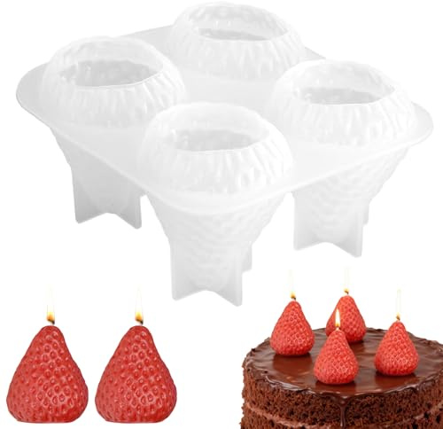 GZRXIOUS 3D Fresa Velas perfumadas Silicona Moldes Fresa Velas Aromáticas Moldes Silicona Moldes Gießformen