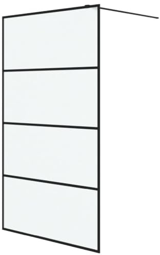 Parete doccia per doccia a pavimento, nero, 115 x 195 cm, vetro ESG opaco, telaio in alluminio, regolabile, paraspruzzi, divisorio per vasca da bagno, senza cornice