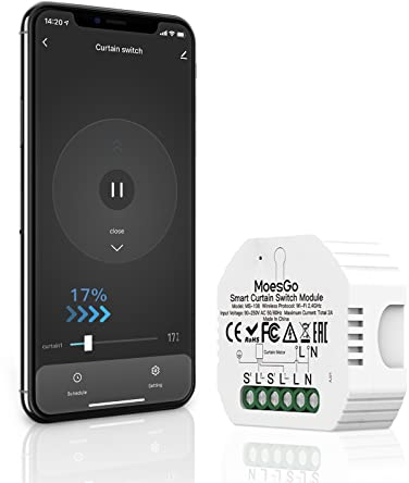 MoesGo Wlan 2.4GHz Alexa Smart Rolladenschalter, Modul WiFi Funk Rolladen Markisen Zeitschaltuhr Schalter für Rollladenmotor, Kompatibel mit Alexa und Google Assistant Smart Life Tuya App