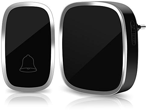 Vegena Sonnette sans Fil Etanche, Sonnette de Porte Extérieur à 300m de Portée, avec 1 Récepteur Enfichables, 36 Mélodies, 4 Niveau Volume, pour Urgence, Maison, Bureau, Hôtel