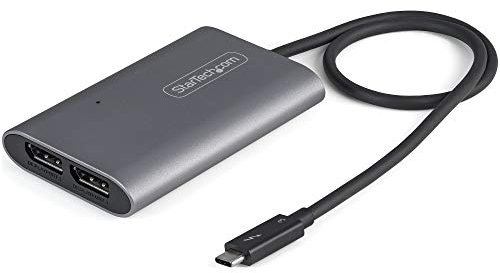 StarTech.com Adattatore Thunderbolt 3 a doppio monitor DisplayPort 4K 60Hz o singolo 8K/5K -TB3 a 2x DP 1.4 - Mac/Windows (TB32DP14)