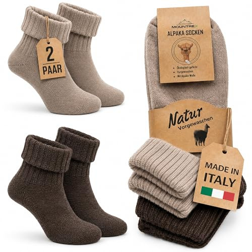 MOUNTREX Lot de 2 paires de chaussettes en laine d'alpaga pour homme et femme - Chaussettes d'hiver chaudes - Chaussettes thermiques - Épais