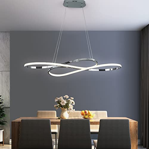 LED Lampadario soggiorno a sospensione, L100cm 48W Lampada a Tavolo da Pranzo Cucina Lampadari Moderna Regolabile Altezza Lampada a Sospensione Ufficio Bagno Sala Soffitto Lampade 6500K luce bianca