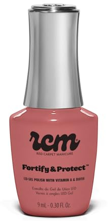 RC Red Carpet Manicure Fortify & Protect Rosy Mauve Crème Gel Polish for Strong, Healthy Nails - Infused with Vitamin A & Biotin - (Made For Me) Led Nail Gel Color, 0.3 Fl Oz