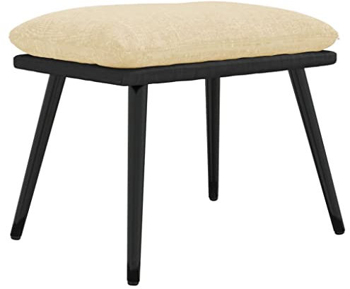 vidaXL Fußhocker, Sitzhocker mit Metallbeinen, Polsterhocker Fußbank für Wohnzimmer Schlafzimmer, Hocker Fußschemel, Modern, Creme Stoff Kunstleder