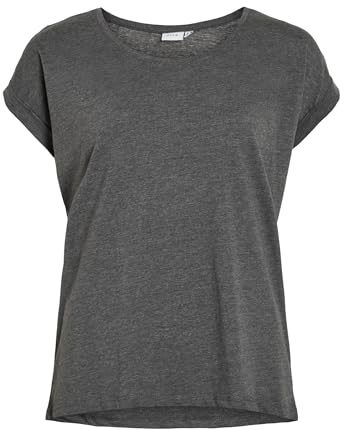 Vila Damen Vidreamers New Pure T-Shirt/Su-noos T-Shirt, Medium Grey Melange, XXL EU