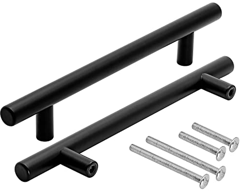 Stahlia Möbelgriffe schwarz 96mm Lochabstand (10 Stück) Edelstahl matt Ø 12mm Schrankgriffe schwarz Küchengriffe Edelstahl Schubladengriffe Inkl. Schraubenset