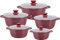 Royalford 5Pcs Die-Cast Aluminium Stockpot Set with Glass Lids - Induction Safe Non-Stick Casserole Set - Granite Coating Cookware Pots - Large Cooking Stockpot - Suitable for Most Types of Hobs Red