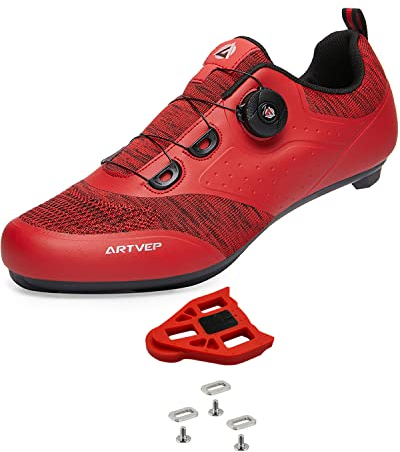 Herren Fahrradschuhe Damen Mountain Road Bikes Schuh Kompatibel mit Peloton & Look ARC Delta Kompatible Installation Look SPD SPD-SL Delta Lock Pedal Reitschuhe Red EU 43