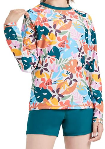 Langarm-Badeanzüge für Mädchen, 2-teiliges Set, Rashguard-Bademode, schnelltrocknend, Surfen, Neoprenanzug für Kinder, 5–14 Jahre, Grün , 13-14 Jahre