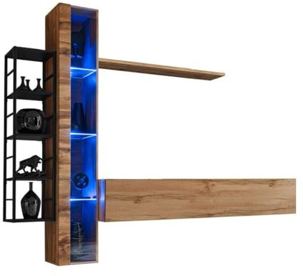PRICE FACTORY just for you Ensemble Meubles de Salon Style Industriel Switch M7. Coloris chêne.