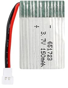 HRYHWASE Lithium Polymer Battery 3.7V 150mAh 651723 20C Lipo Rechargeable Replacement Lithium Ion Battery Pack with XH2.54 Connector for H2 H8 H36 RC Drone Aircraft Accessory