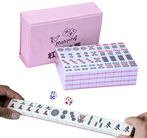 Chinesisches -Mahjong-Set, Traditionelles Chinesisches Mahjong-Set Mit 144 Mahjong-Steinen Und 2 Würfeln, Komplette Mahjong-Spielsets Mit Aufbewahrungsbox, Traditionelle Chinesische Brettspiele