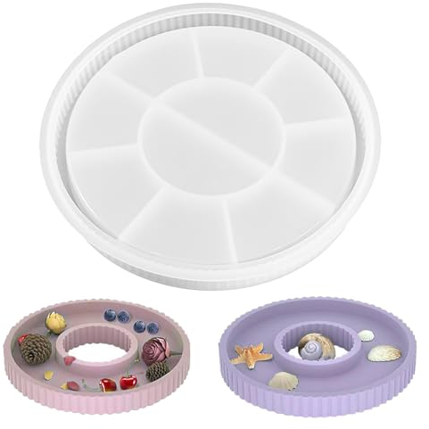 LEOEASIY Silikonform Tablett,Silikonform Teller,Silikonform Rund,Gießform Schale,Tellerornamente Aus Silikonformen Verwendet für GießFormen für Fruchtteeteller, Schmuckteller Und Kunsthandwerk