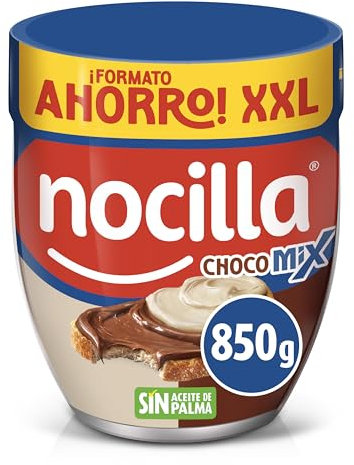 Nocilla, ChocoMix, Doble Crema al Cacao y Leche con Avellanas, Sin Aceite de Palma - Formato Ahorro - 850g