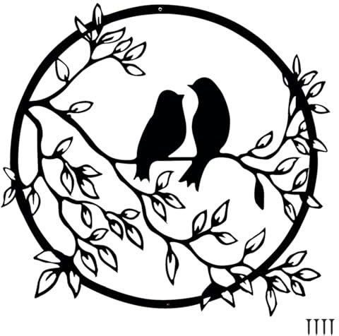 HZBAKLO Décoration Murale en métal Oiseau sur Branche d'arbre, Silhouette Murale d'oiseaux en Fer Noir, Art Mural Suspendu en métal pour Jardin intérieur et extérieur