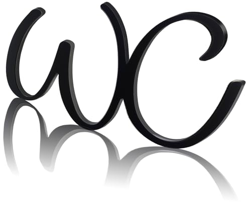 Ysimple Plaque de porte, 3D, autocollante, noire, pour invités, salle de bain, WC, décoration WC, pour l'intérieur et l'extérieur, enveloppée dans un carton