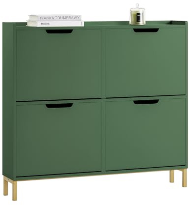 SoBuy Narrow Shoe Cabinet 100cm Wide with 4 Flip Drawers for Hallway