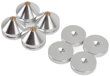 4 set högtalarisoleringsfötter, aluminiumlegering Högtalare Vibrationsdämpare Spike Högtalarresonansreducerare för Audio CD AMP HiFi Subwoofer (Silver)