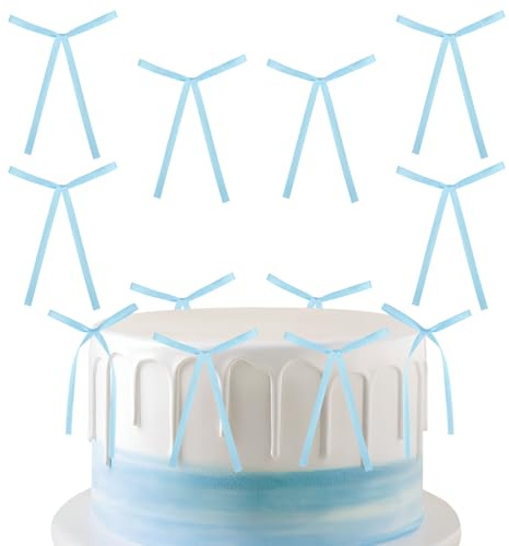 Set di 30 fiocchi blu per decorazione di torta, compleanno, matrimonio, baby shower, confezione regalo, decorazione per albero di Natale