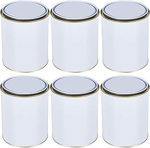 Empty 500ml X 6 Metal Paint Bucket Tin Can Complete With Lid, Storage Container for Solvent Paints