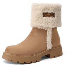 QUEEN HELENA Stivaletti con Pelliccia Stivali Bassi Donna X33-52 (Cuoio, Taglia unica, Sistema Taglie Calzature EU, Adulto, Donna, Numero, Media, 38)