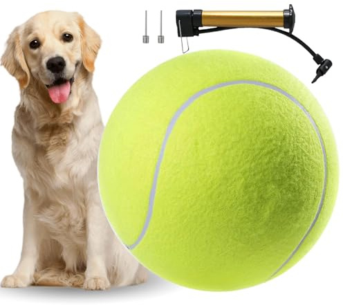 CBMZHF Set di palline da tennis giganti gialle da 24 cm, con pompa, borsa a rete e 2 valvole ad ago, attrezzatura professionale per pratica