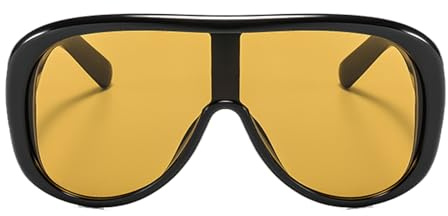 YAMEIZE Retro Gafas de Sol Piloto Extralarge Mujeres Hombres Gafas de Sol Ovalado Grandes Marco Grande (Negro Marrón)