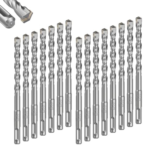 GEINXURN SDS-Plus borrset 6 mm x 160 mm, 15 st. Hammarborr, betongborr med rak hårdmetallskärning och dubbelspårning för murverk, sten, stålbetong, natursten, tegel