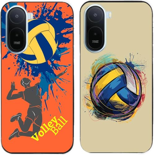 Fodral för POCO C85X, cool volleyboll tryckt hållbar nedbrytbar TPU silikongel tunn baksida telefonfodral, 2 st per paket